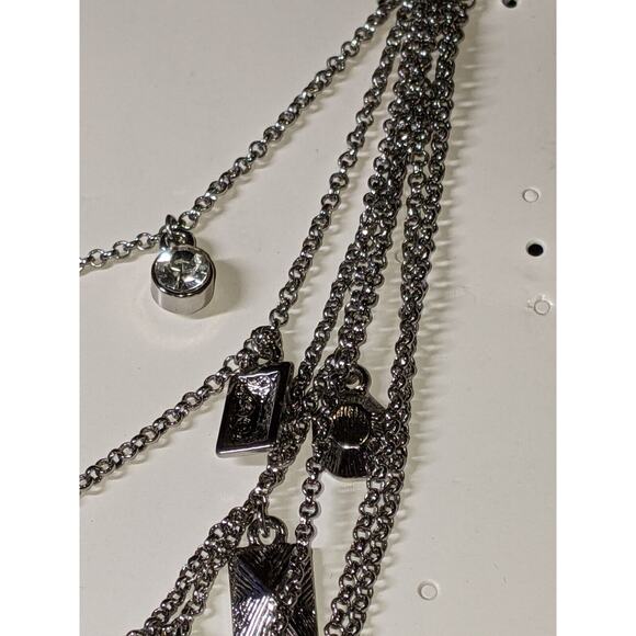 Lia Sophia 7-Strand Silvertone Crystal Beaded Chain Necklace NWT Christmas Gift - Picture 7 of 8